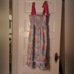 Colorful Smocked Sundress with Pink Straps